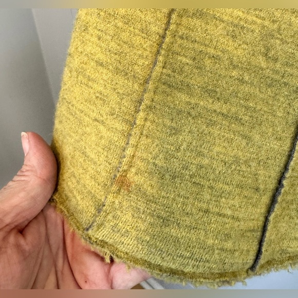 Eileen Fisher Merino Wool Mustard Yellow Blazer Fringe Hidden Snaps Sz M - Picture 12 of 12